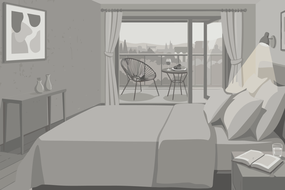Twin Room with Private Bathroom in a corridor